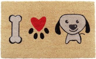 Imports Decor I Love Puppy Coir Door Mat, Cute Dog Coconut Fiber Doormat with Non-Slip PVC Backing, Indoor Outdoor Pet Lover Entrance Rug