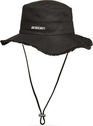 Jacquemus Le Bob Artichaut Fray Brim Cotton Hat in Black 990 at Nordstrom, Size 56