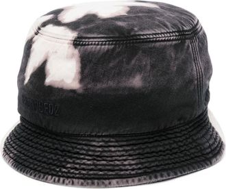 Dsquared2 bleached-effect bucket hat - men - Cotton/Cotton - S - Black