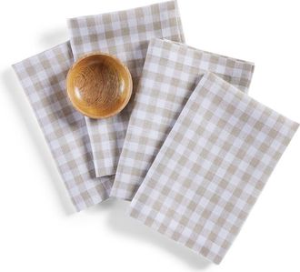 Solino Home Linen Dinner Napkins Set of 4, 20 x 20 Inch for Dining Table, Holiday and Everyday Table Decor - Gingham Check in Natural at Nordstrom