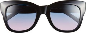 Givenchy City 53mm Gradient Geometric Sunglasses in Shiny Black /Gradient Blue at Nordstrom