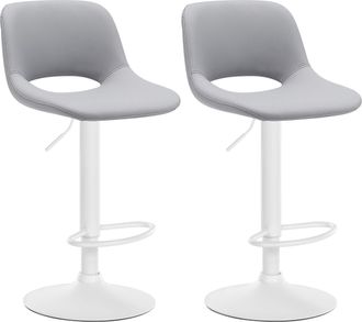 Clp Clp - Set Di 2 Sgabelli Da Bar Camden In Similpelle Grigio Metallo Bianco Opaco