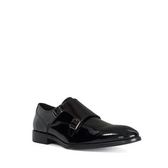 Dune London Mens Sandwell - Double Strap Monk Shoes - Black Leather - Size UK 9