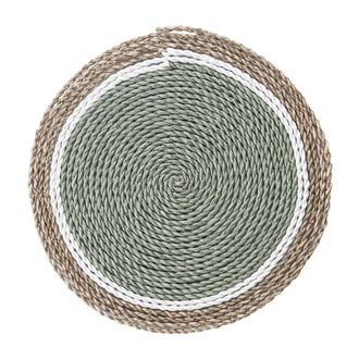 NATYAL Pack de 6 bajoplatos redondos de fibras naturales en tonos verdes 35cm