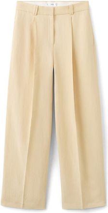 Mango Pleated Straight Leg Pants in Yellow at Nordstrom, Size 2