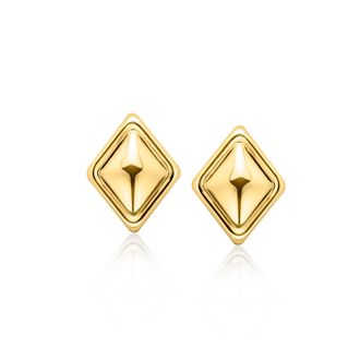 Ross-Simons 10kt Yellow Gold Puffed Diamond-Shaped Earrings