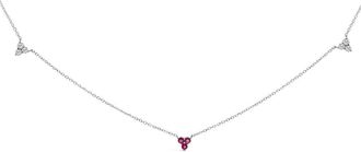 House of Brilliance 14K White Gold 1/5 Cttw Diamond and Ruby Tri Station Necklace at Nordstrom
