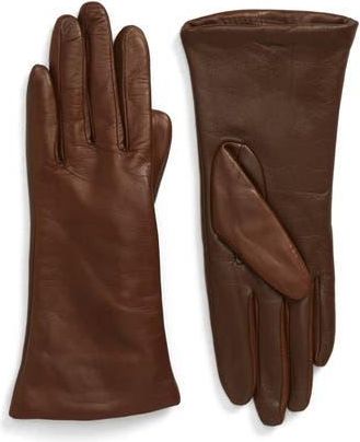 Nordstrom Cashmere Lined Leather Touchscreen Gloves in Saddle at Nordstrom Rack, Size 7