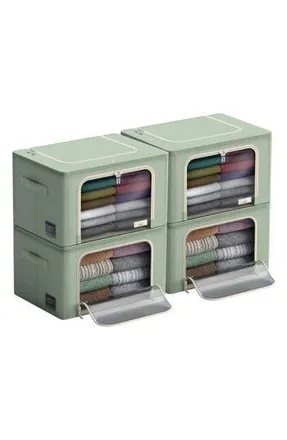 Sorbus 4-Pack Collapsible Zip Storage Bins in Teal at Nordstrom Rack