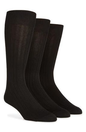 Lorenzo Uomo Assorted 3-Pack Cotton Blend Dress Socks in Black at Nordstrom Rack
