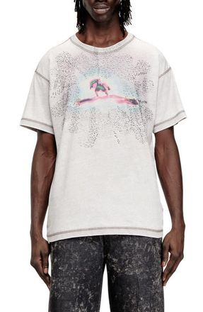 Diesel T-Norm Rhinestone Embellished Cotton Graphic T-Shirt in Grey at Nordstrom, Size Xx-Large