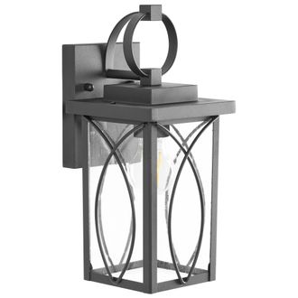 Beliani L&aacute;mpara De Pared Para Exterior De Metal Estilo Moderno Puerta Principal Porche Negro Buzau