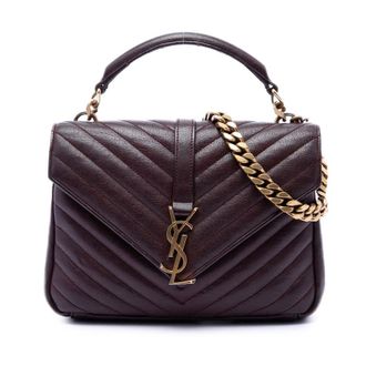 Saint Laurent Pre-owned Saint Laurent Medium Chevron Sheepskin Monogram College Satchel Ladies 2ADE9SU1T5RDK2FR