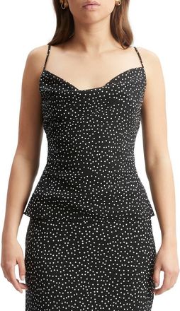 Bardot Monroe Polka Dot Cowl Neck Camisole in Black Spot at Nordstrom, Size 12