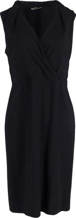 Jil Sander V-neck Knee Length Dress in Navy Blue Virgin Wool