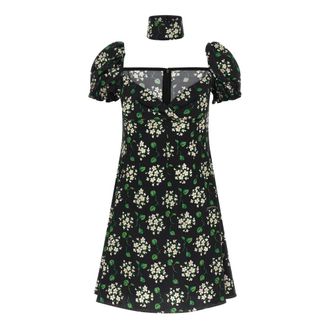 Dolce & Gabbana Floral Charmeuse Mini Dress - female - Dolce & Gabbana - Short Dresses - Black - XS - Dresses