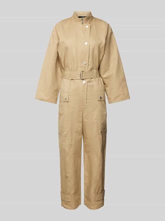 Max Mara Regular Fit Jumpsuit aus Baumwoll-Leinen-Mix Modell FASTO in Beige, Gr&ouml;&szlig;e 38