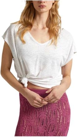 Pepe Jeans London Witte Lotti T-shirt met Modern Design - Dames - T-shirts - Wit - XS - Katoen - Tops