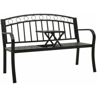 vidaXL Banco De Jard&iacute;n Con Mesa Acero Negro 120 Cm Vidaxl