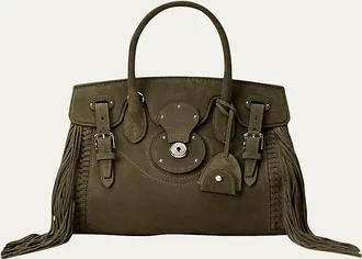Ralph Lauren Collection Soft Ricky 27 Fringe-Trim Suede Shoulder Bag