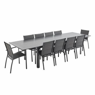Sweeek Conjunto de jard&iacute;n antracita mesa extensible de aluminio