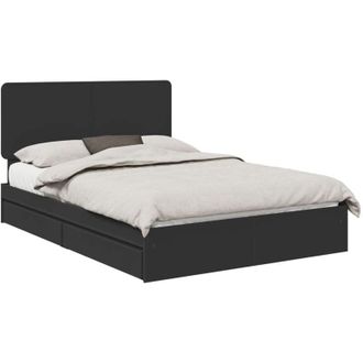 vidaXL Storage Bed with Headboard Black 140 x 190 cm Engineered Wood vidaXL