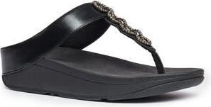 FitFlop Fino Crystal Embellished Thong Platform Sandal in All Black at Nordstrom Rack, Size 10