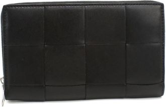 Bottega Veneta Black Leather Long Wallet (Bi-Fold) (Pre-Owned)