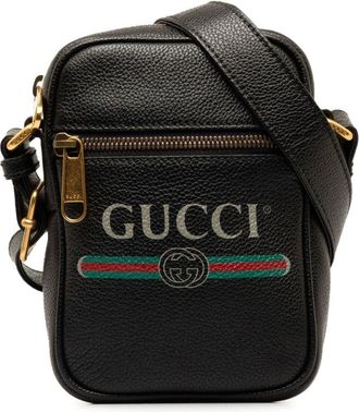 Gucci 2000-2015 Gucci Logo crossbody bag - women - Calf Leather - One Size - Black