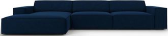 BLOOMINGLOFT 4-Sitzer Design Ecksofa Jodie mit Chaiselongue links - Samtbezug