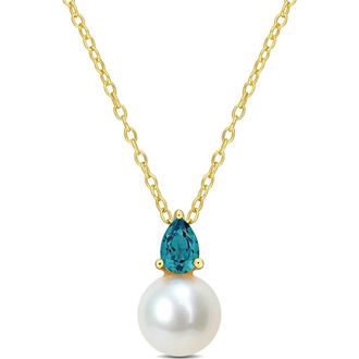 Delmar Lab Created Alexandrite & Freshwater Pearl Pendant Necklace in Green at Nordstrom Rack