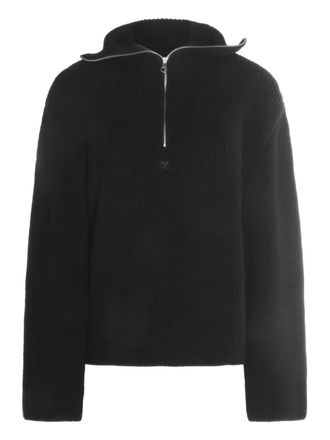 Courrèges zip-neck ribbed sweater - Black