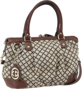 Gucci Pre-owned Handbags, female, Beige, Size: ONE SIZE Pre-owned Canvas Handbag