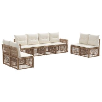 vidaXL Conjunto De Sof&aacute;s De Jard&iacute;n 8 Pcs Beige Y Blanco Crema Vidaxl