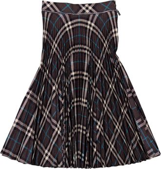 Burberry Check Pleated Midi Skirt, Brand Size 4 ( US Size 2 )