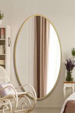 MirrorOutlet Gold Metal Framed Oval Wall Mirror 71 X 39 (180 x 100CM) | Size: 1 Pack