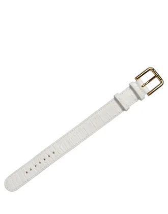 Dolce & Gabbana White Embossed Leather Gold Buckle Belt Strap Womens Bracelet (Pre-Owned)