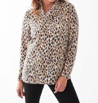 FDJ Cowlneck Long Sleeve Printed Top In Indi Abstract