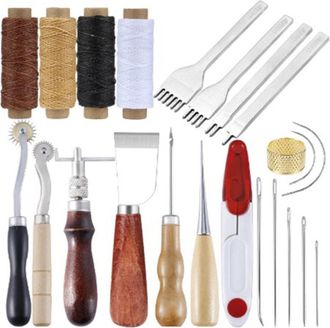 OEM Juego De Herramientas Profesionales Para Trabajar El Cuero: Kit De Costura A Mano, Perforadora, Agujas, Herramientas De Tallado