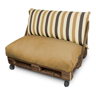Happers Happers - Coj&iacute;n Para Palets Toldotex Mostaza Set: Asiento 120x80x20 (liso) + Respaldo 120x45x25 (rayado) Mostaza