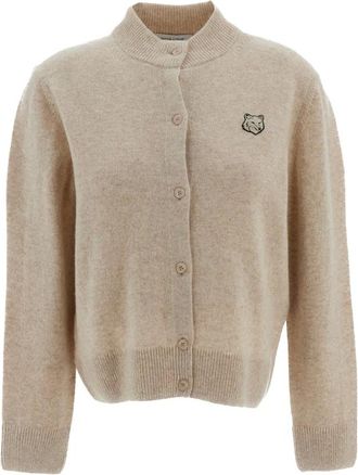 Maison Kitsun&eacute; Cardigan Fox Head - - Knitwear - Donna - Beige - M