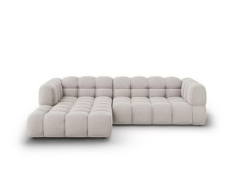 Cosmopolitan Design Sof&aacute; esquinero modular izquierdo 4 plazas de terciopelo beige claro