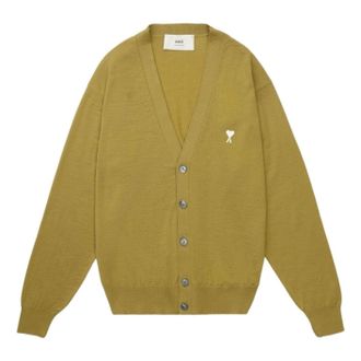 Ami de Coeur Embroidery Cardigan Mustard Off White HKC121-KN0025-202