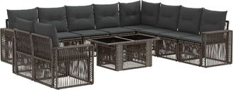 vidaXL Conjunto De Sof&aacute;s De Jard&iacute;n 11 Uds. Gris Y Gris Oscuro Vidaxl