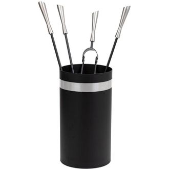 Wanderlust Deco Wanderlust Deco - Set 5 Herramientas De Metal Para La Chimenea De Metal Negras