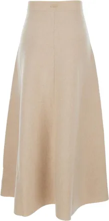Max Mara Womens Beige Flared Skirt With Logo Patch Wool