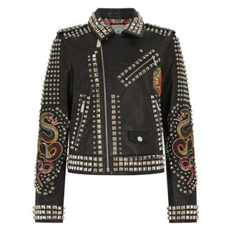 Philipp Plein Oversize Biker Jacket - - Jackets - Donna - Nero - M