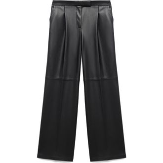 Mango Wide Leg Faux Leather Pants in Black at Nordstrom Rack, Size 6