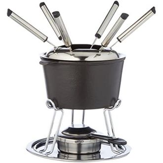 KELA set per fonduta di carne kela 11 pezzi, fonduta in ghisa per 6 persone COMORE, set per fonduta con porta pasta combustibile, forchette, porta