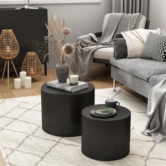Vicco Conjunto De Mesas De Centro Giva, Negro, 48 X 48 Cm, Vicco
